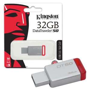 KINGSTON 32GB pendrive DT50 USB3.0 - ezüst-piros